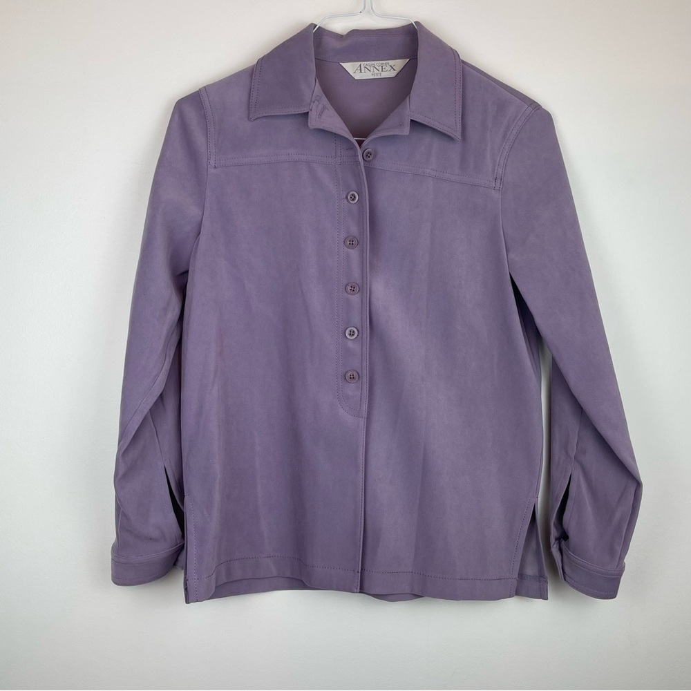 Casual Corner Annex Petite Purple Button Down Blouse